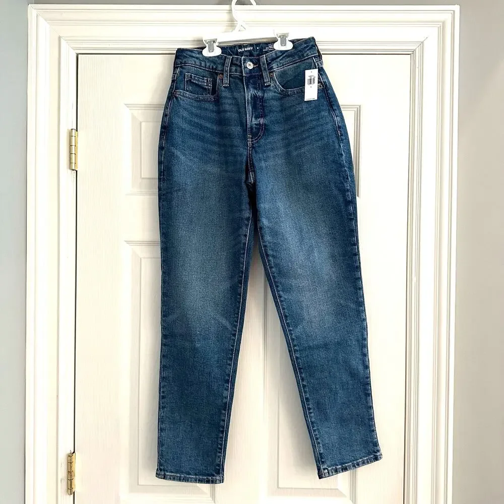 Old Navy High Rise Curvy O.G. Straight Secret-Smooth Pocket Jeans Sz 0 Blue